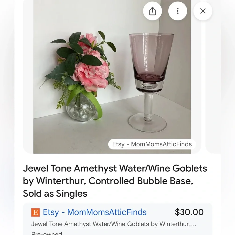 2 Crate & Barrel Amethyst Glasses. Bit of Pink and Purple Tones